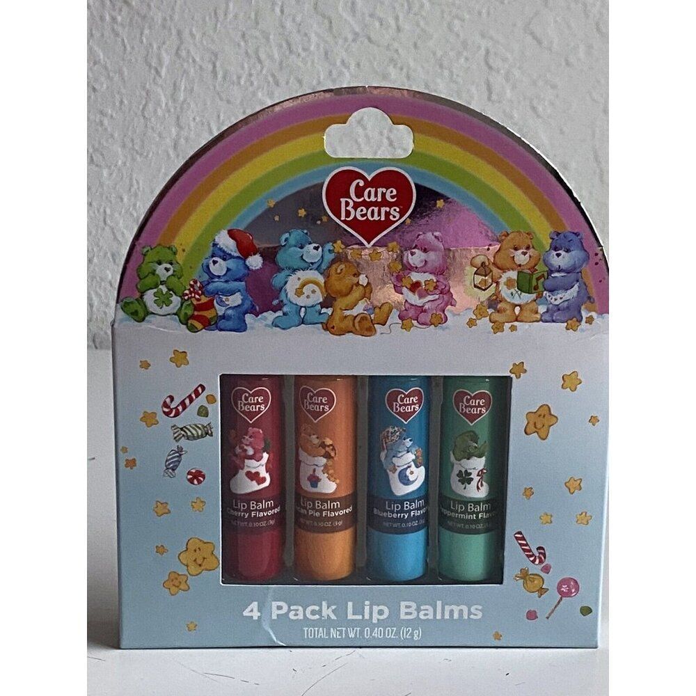4 Pack Taste Beauty Care Bears Lip Balms Cherry‎ Pecan Pie Blueberry Peppermint
